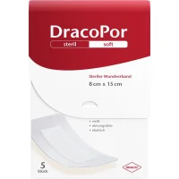 DracoPor soft wei&szlig;, 8 cm x 15 cm, steriler Wundverband, Pflaster, Wundauflage, PZN 09763366